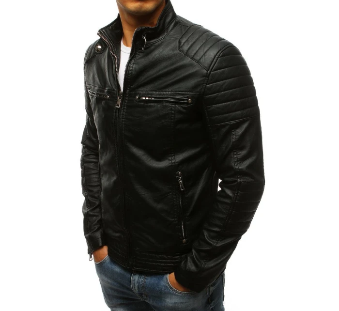 Pánská kožená bunda černá Dstreet TX3265