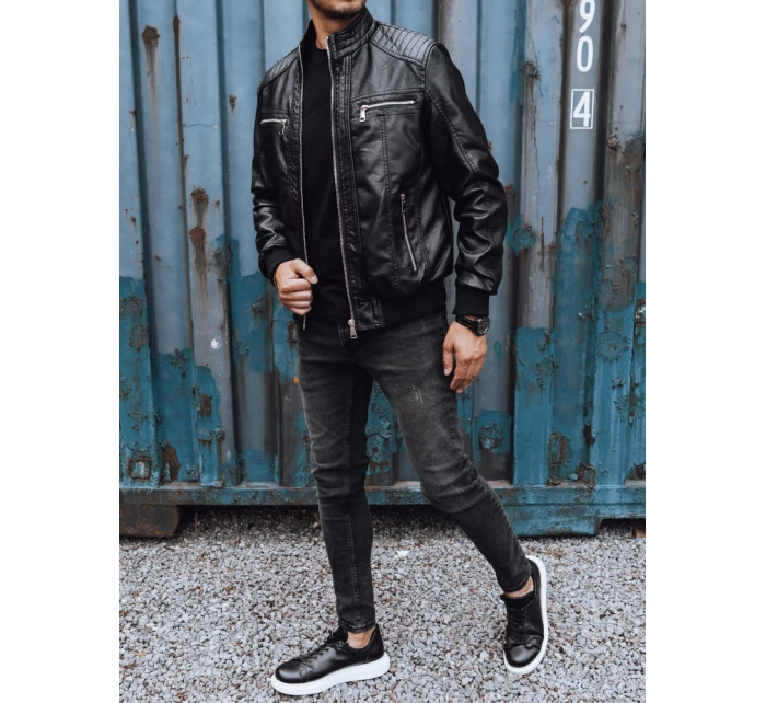 Pánská kožená bunda černá FashionStreet TX4739 Pánská kožená bunda černá FashionStreet TX4739
