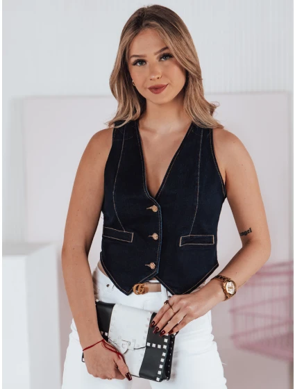 Dámská krátká džínová vesta JEANSPICE tmavě modrá FashionStreet TY4795