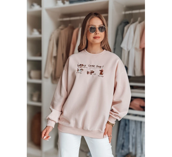 Dámská oversize mikina s jezevčíky JAMNIKOVE růžová FashionStreet BY1497