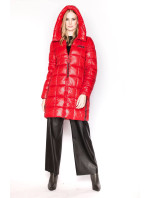 Červená dámská bunda s ozdobnými lampasy (AG1-J9002)