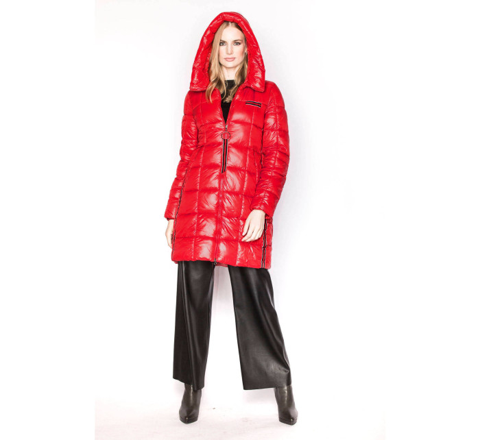 Červená dámská bunda s ozdobnými lampasy (AG1-J9002)