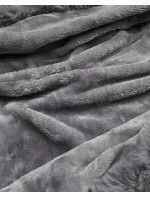 Černo/šedá dámská džínová bunda s kožešinovou podšívkou (B8068-109)