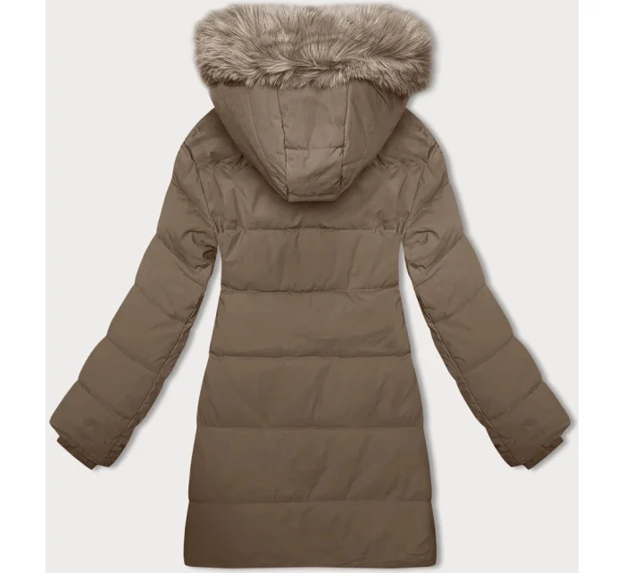 Béžová dámská zimní bunda s kapucí model 21246933 - J.STYLE