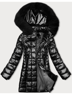 Černá metalická dámská bunda s kapucí J Style (16M9120-392)