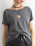 Tshirt basic z dekoltem z Feel Good ciemny szary model 21266686 - Factory Price Tshirt basic z dekoltem z Feel Good ciemny szary model 21266686 - Factory Price