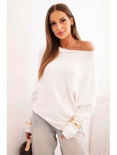 Dámský asymetrický viskózový svetr typu model 21301105 ecru - K-Fashion