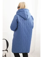 Dámská bunda Plus Size prošívaná s kapucí a manžetami světlá model 21439196 - K-Fashion