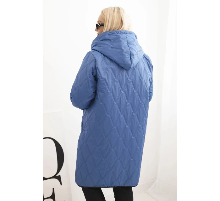 Dámská bunda Plus Size prošívaná s kapucí a manžetami světlá model 21439196 - K-Fashion