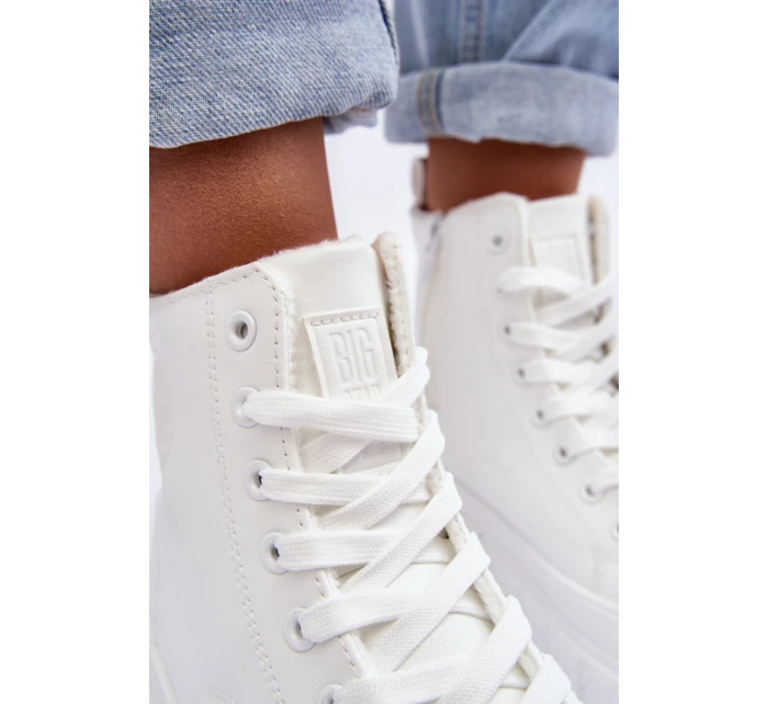 Ocieplané Kožené Tenisky Na Zip Big Star MM274624 Bílé