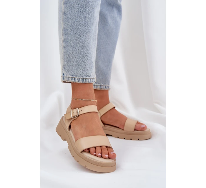 Dámské Sandály Na Platformě Béžové model 21684403 - Boto Dámské Sandály Na Platformě Béžové model 21684403 - Boto