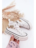 Dětské Vysoké Tenisky Se Zlatou Dekorací Bílé model 21700891 - Boto Dětské Vysoké Tenisky Se Zlatou Dekorací Bílé model 21700891 - Boto