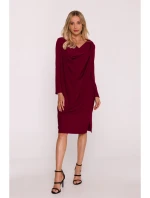 S428 Šaty s výstřihem - bordó S428 Šaty s výstřihem - bordó