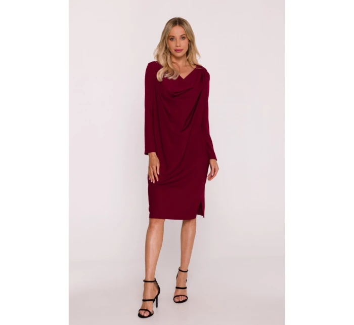 S428 Šaty s výstřihem - bordó S428 Šaty s výstřihem - bordó
