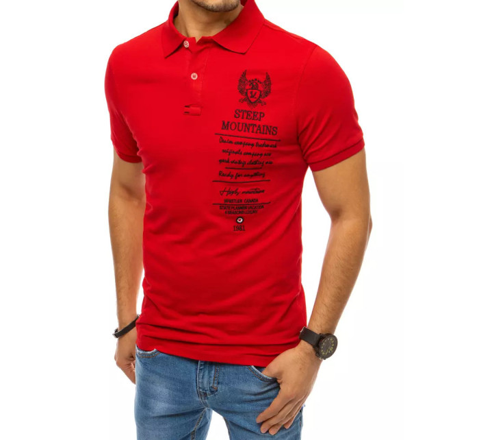 Červené pánské polo tričko s výšivkou Dstreet PX0473