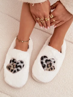 Dámské chlupaté papuče srdíčka – šedé Amandra