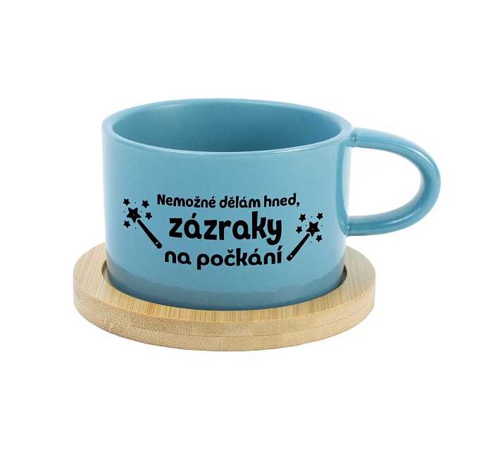 NEMOŽNÉ DĚLÁM HNED, ZÁZRAKY NA POČKÁNÍ - modrý hrníček makronka 200 ml