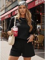 Dámský černý pruhovaný letní komplet FashionStreet AY1162