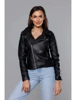 Černá bunda ramoneska s klopami model 18117106 - Forget me not FASHION