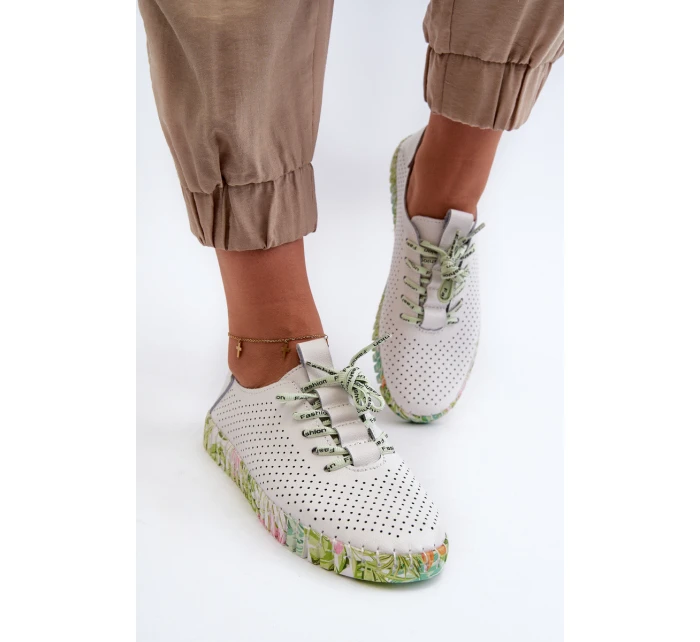 Dámské kožené polobotky se šněrováním bílé Farnalea