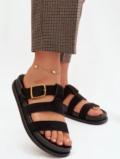 Dámské pantofle s pásky a zlatým Černé model 21919125 - Boto