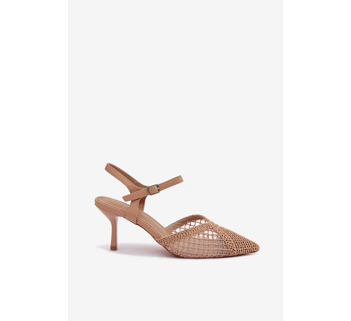 Idira Světle hnědé sandály s síťkou na jehle