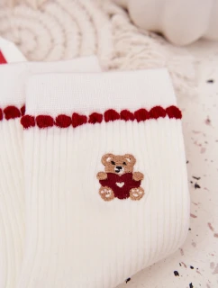 Dámské vánoční ponožky s medvídkem – bílé