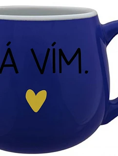 JÁ VÍM. - modrý keramický hrníček 300 ml