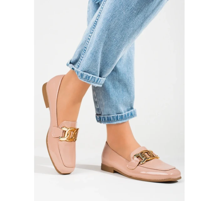 Stylové růžové polobotky dámské bez podpatku Stylové růžové polobotky dámské bez podpatku