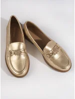Klasické dámské mokasíny zlaté na plochém podpatku Klasické dámské mokasíny zlaté na plochém podpatku
