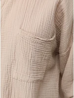 Dámská oversize košile z mušelínové bavlny, béžová, FashionStreet DY0487