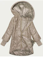 Dámská prošívaná bunda ve velbloudí barvě s ozdobnými stahovacími lemy model 20979309 - S'WEST