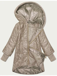 Dámská prošívaná bunda ve velbloudí barvě s ozdobnými stahovacími lemy model 20979309 - S'WEST