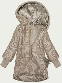 Dámská prošívaná bunda ve velbloudí barvě s ozdobnými stahovacími lemy model 20979309 - S'WEST