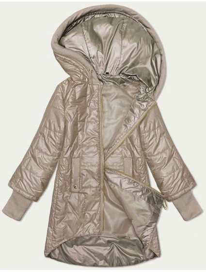 Dámská prošívaná bunda ve velbloudí barvě s ozdobnými stahovacími lemy model 20979309 - S'WEST