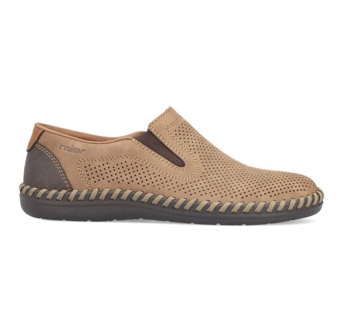 Pánská kožená prolamovaná nazouvací obuv béžová Rieker B2460-25