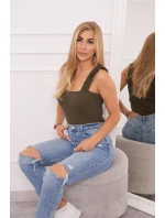 Halenka s nařasenými ramínky v barvě khaki Halenka s nařasenými ramínky v barvě khaki