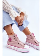 Dámské vysoké textilní tenisky na platformě Big Star model 21608432 Růžová - Big Star Shoes Dámské vysoké textilní tenisky na platformě Big Star model 21608432 Růžová - Big Star Shoes