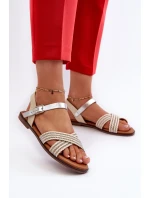 Ploché Dámské Sandály model 21660397 Béžové - S.Barski Ploché Dámské Sandály model 21660397 Béžové - S.Barski