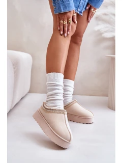 Dámské Sněhule Na Platformě Zateplené Kožešinou Světle Béžové model 21672211 - Boto