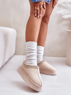 Dámské Sněhule Na Platformě Zateplené Kožešinou Světle Béžové model 21672211 - Boto