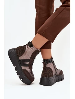 Dámské zateplené kotníkové boty na platformě Vinceza 58562 hnědé