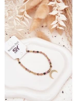 Náramek s korálky a zlatým měsícem Náramek s korálky a zlatým měsícem