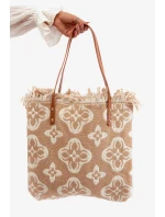 Vzorovaná velká tkaná plážová taška Hnědá Sadhara Vzorovaná velká tkaná plážová taška Hnědá Sadhara
