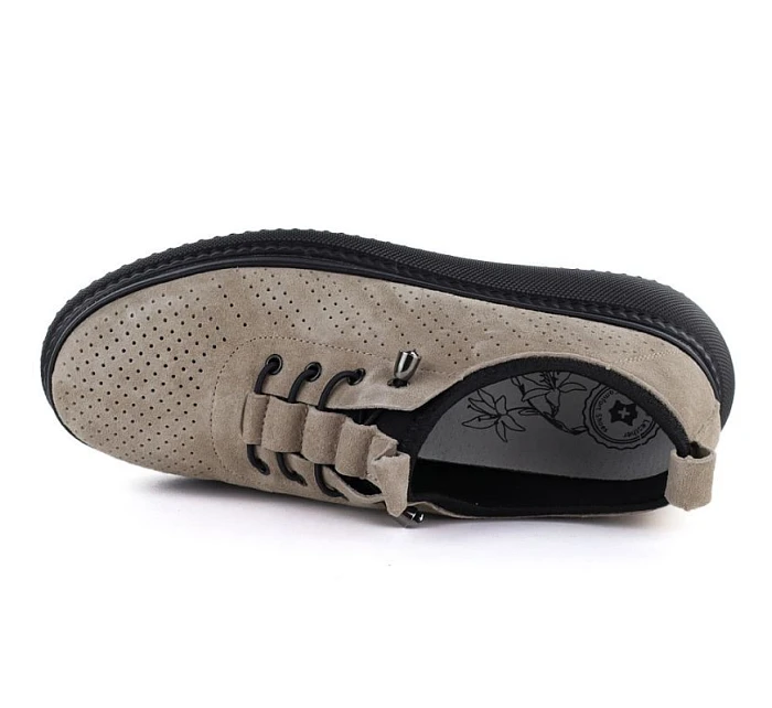 Jezzi 26PB18-135 kožené polobotky na platformě fango s prolamovanou podrážkou