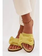 Dámské pantofle na nízkém podpatku s mašlí Žluté Amivelle