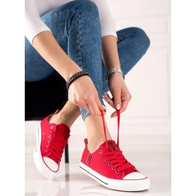 Zajímavé dámské tenisky červené bez podpatku Zajímavé dámské tenisky červené bez podpatku