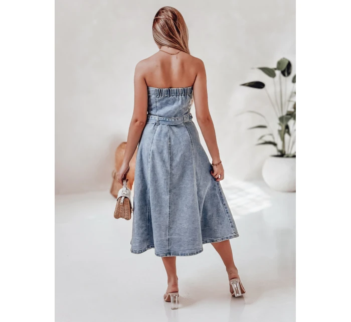 Džínové midi šaty s páskem SUMMER SKY blue FashionStreet EY2585
