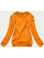 Světle oranžová dámská tepláková mikina se stahovacími lemy model 17038507 - J.STYLE Světle oranžová dámská tepláková mikina se stahovacími lemy model 17038507 - J.STYLE