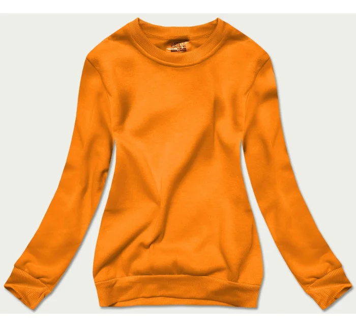 Světle oranžová dámská tepláková mikina se stahovacími lemy model 17038507 - J.STYLE Světle oranžová dámská tepláková mikina se stahovacími lemy model 17038507 - J.STYLE